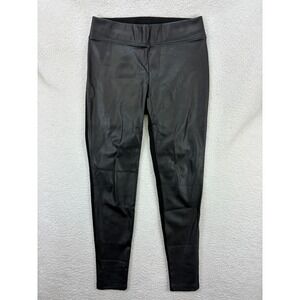 MNG Faux Leather Leggings Medium Black‎ High Rise Stretch Panel Pull-On Women's